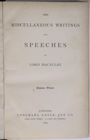 1889 Writings & Speeches Of Lord Macaulay Antique British History Book-3