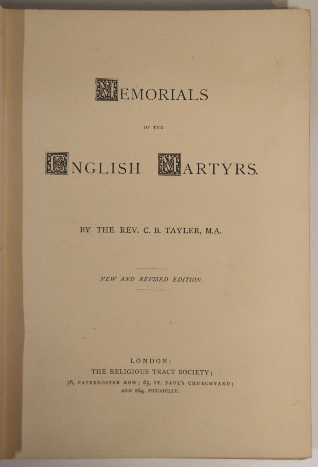 c1860 Memorials Of The English Martys Antique British History & Literature Book