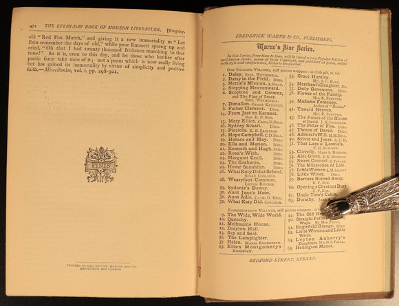 Everyday Book Of Modern Literature by GH Townsend c1870 Antique Book Chandos