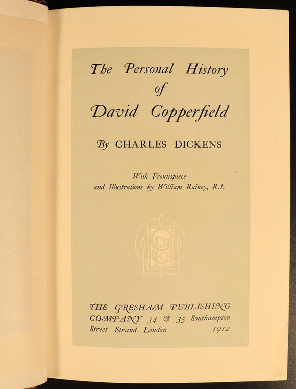 1912 David Copperfield by Charles Dickens Antique Fiction Book Gresham V9