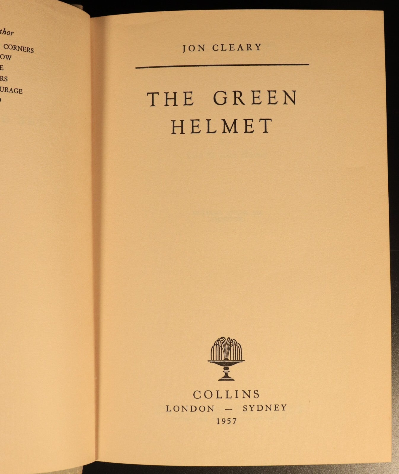 1957 The Green Helmet by Jon Cleary Vintage Australian Motor Sport Fiction Book