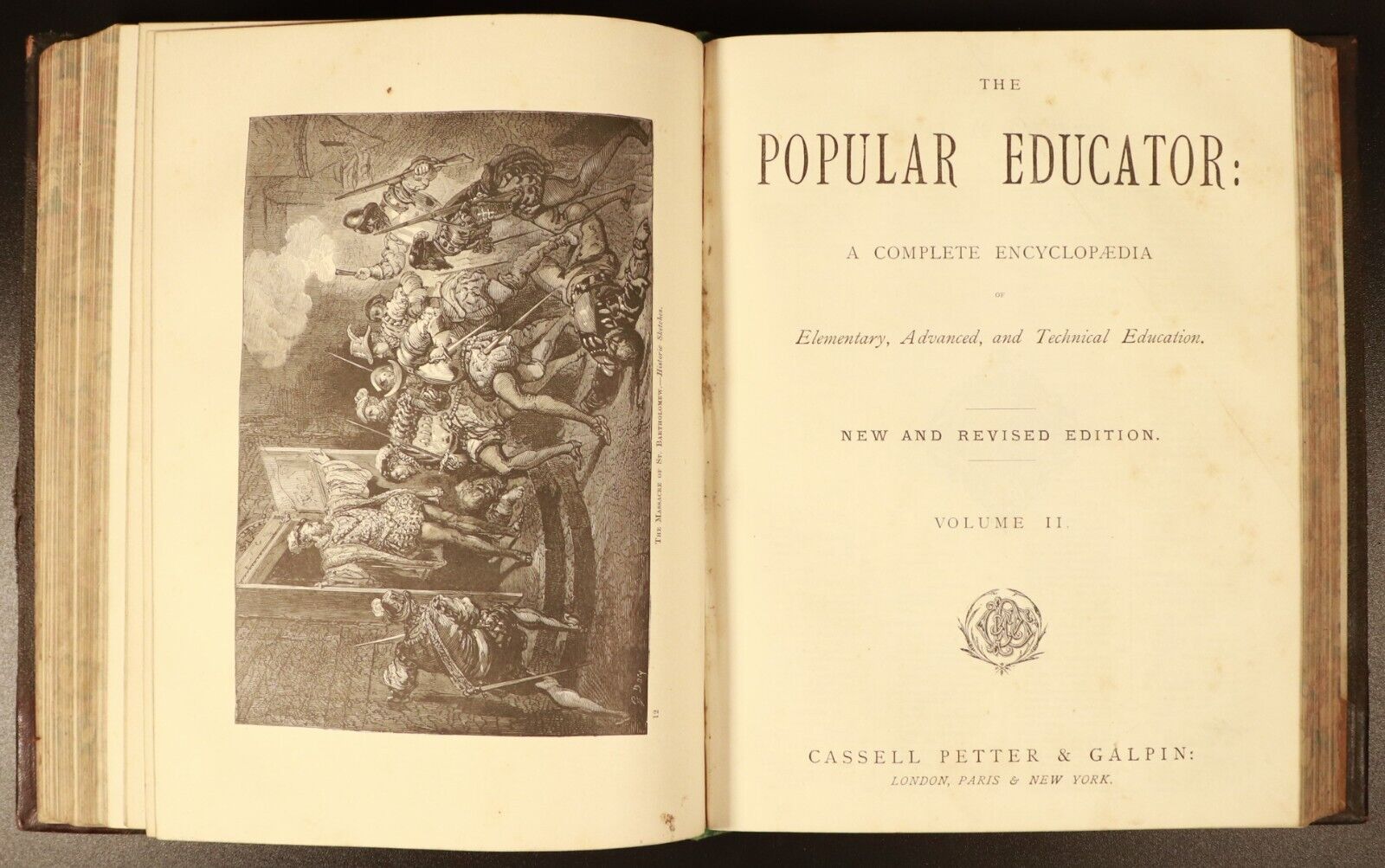 c1888 6vol The Popular Educator Antique General Reference Book Set Illustrated