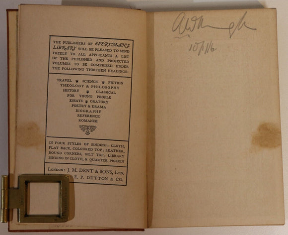 c1912 De Quincey's English Mail Coach & Other Essays Antique Literature Book