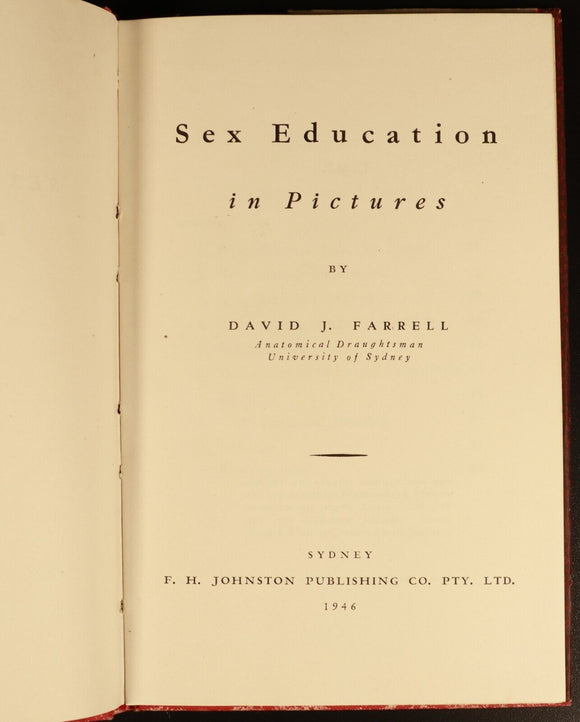 Sex Education In Pictures by DJ Farrell 1946 Antique Sexual Reference Book