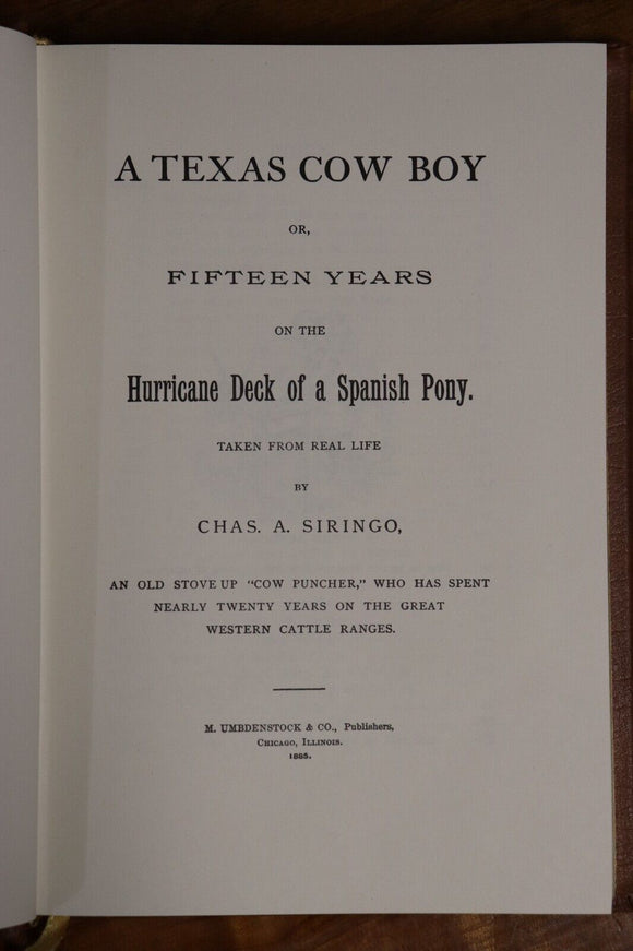 1980 A Texas Cowboy by Chas. Siringo Vintage American Western Fiction Book
