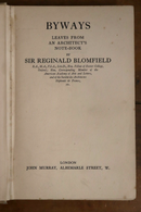 1929 Byways: Leaves From An Architects Notebook 1st Ed Antique Architecture Book-2