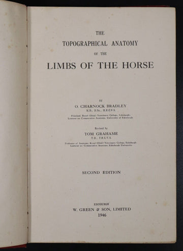 1946 The Topographical Anatomy Of The Limbs Of The Horse Antique Reference Book - 0