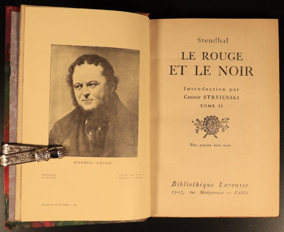 c1920 2vol Stendhal Le Rouge Et Le Noir Antique French Fiction Book Set