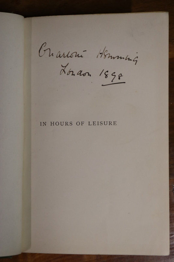 1896 In Hours Of Leisure by Clifford Harrison Antique Poetry Book