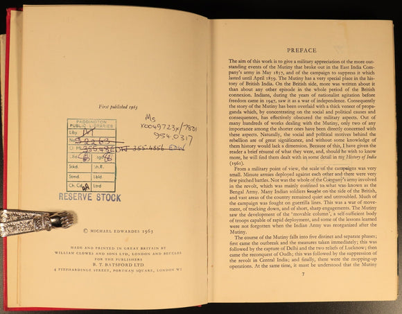 Battles Of The Indian Mutiny by Michael Edwardes 1963 Military History Book