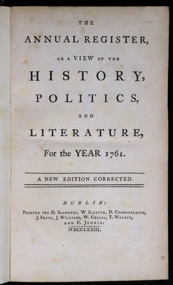 1761-1825 7vol The Annual Register Antiquarian British History Reference Books