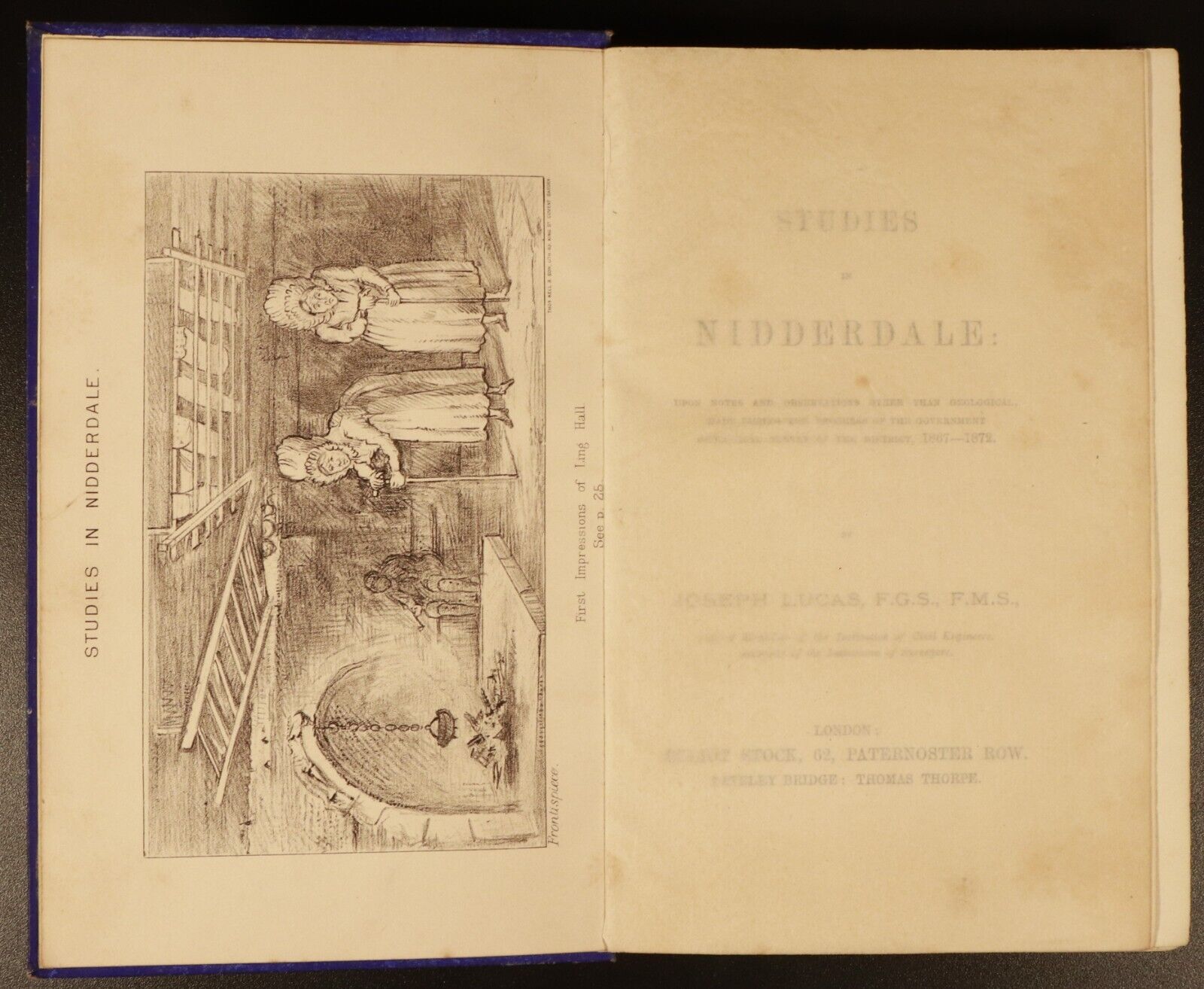 c1882 Studies In Nidderdale by J. Lucas Antique British History Book 1867-1872