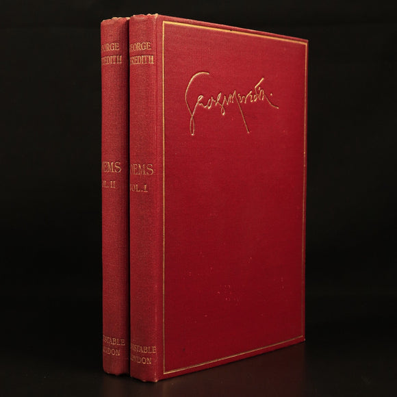 1909 Poems by George Meredith 2 Volume Antique British Poetry Book Set