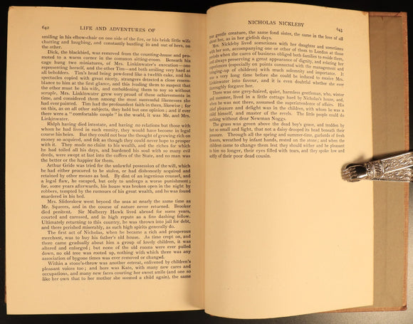 1912 Nicholas Nickleby by Charles Dickens Antique Fiction Book Gresham V4