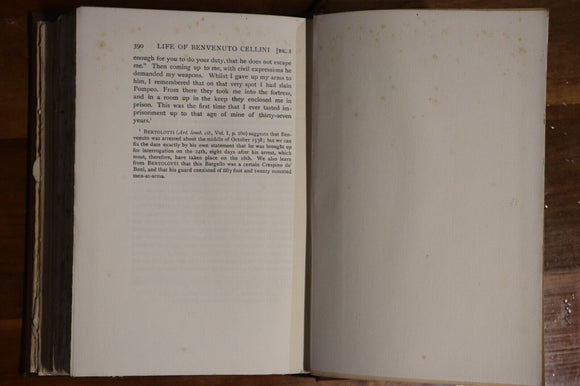 Life Of Benvenuto Cellini - 1927 - Antique Italian History Books 2 Vol Set