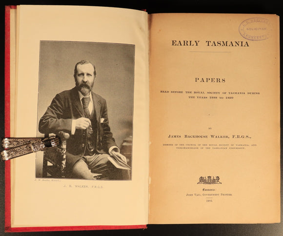 1902 Early Tasmania Papers by J.B. Walker Antique Australian History Book 1st Ed