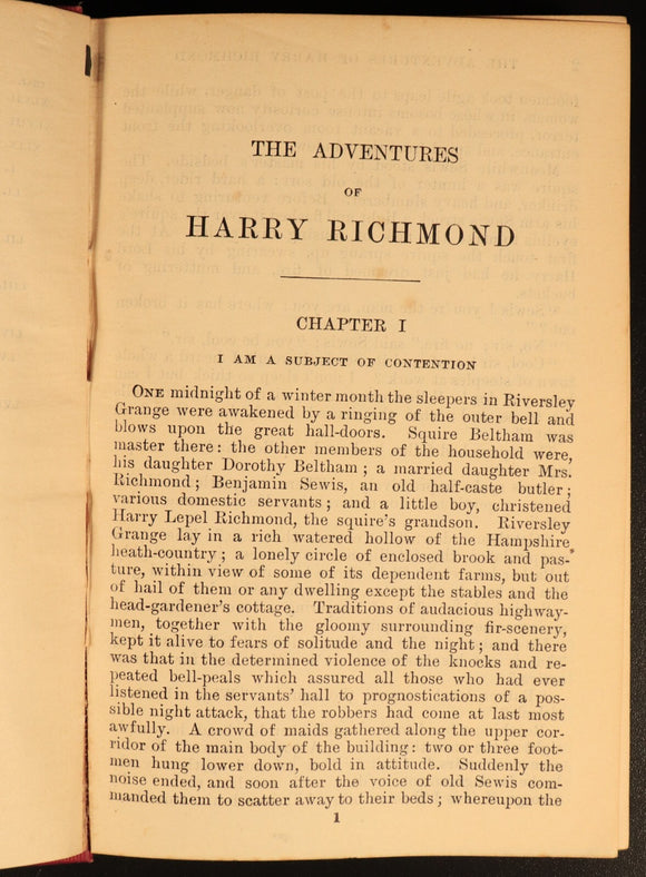 1906 The Adventures Of Harry Richmond by George Meredith Antique Fiction Book