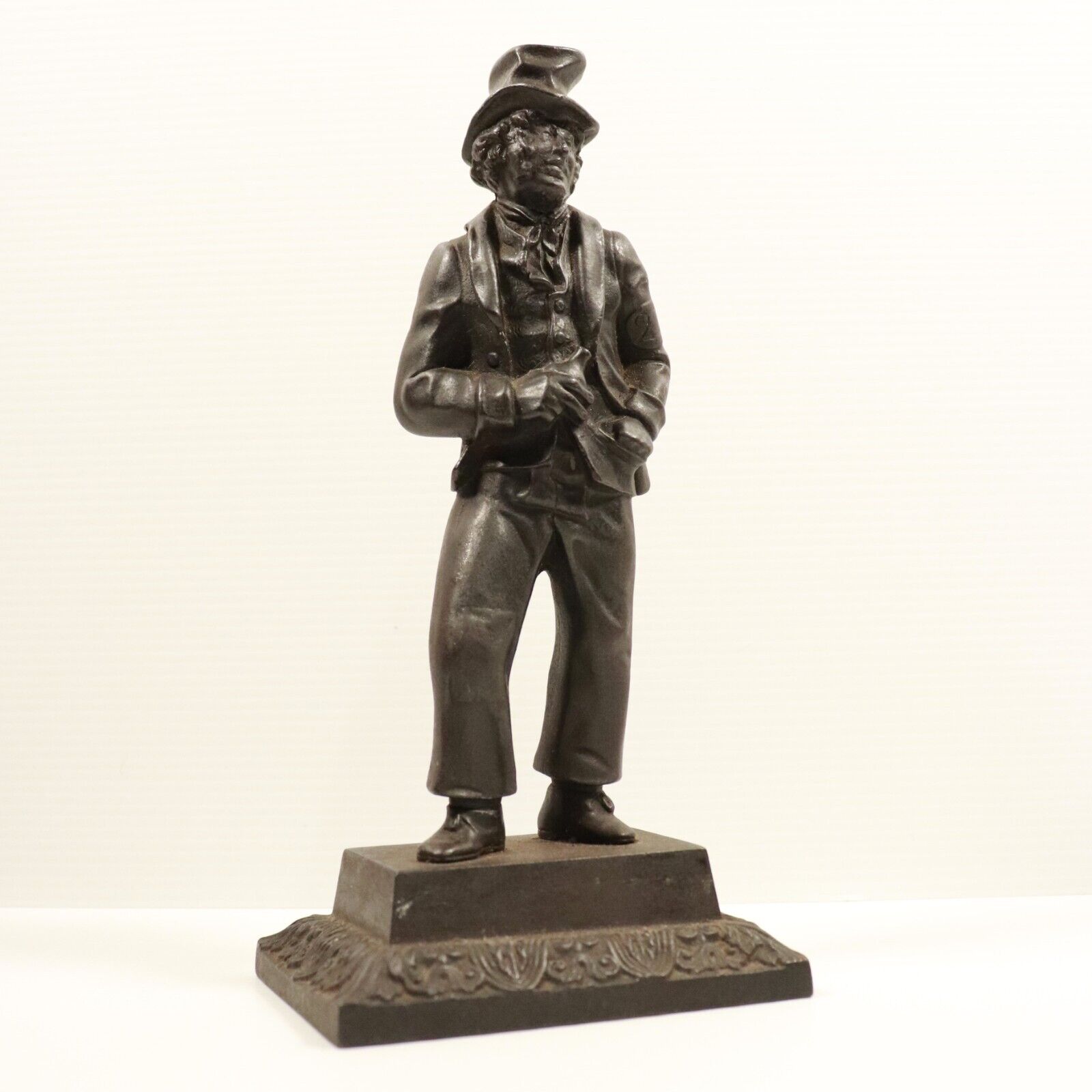c1920's Antique Cast Iron Dickensian Figurine Sculpture Artful Dodger Dickens
