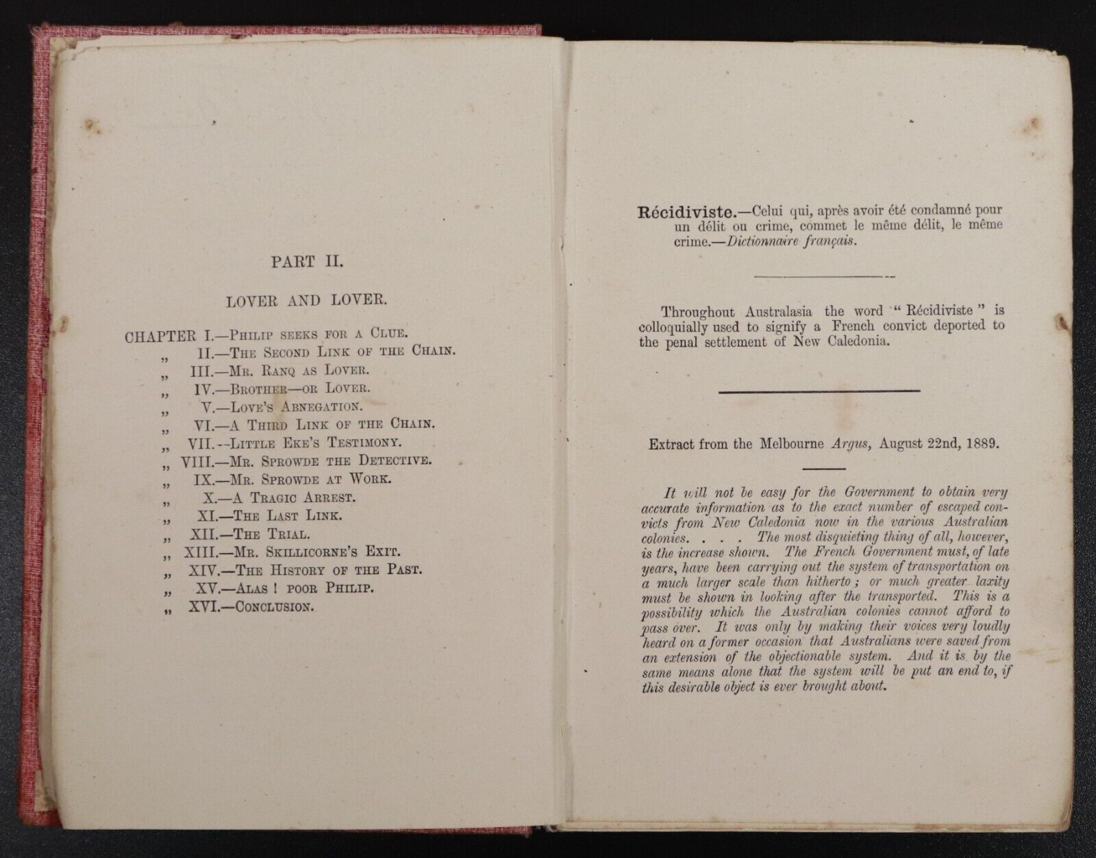 1891 Rick or The Recidiviste Romance Of Australian Life Antique History Book