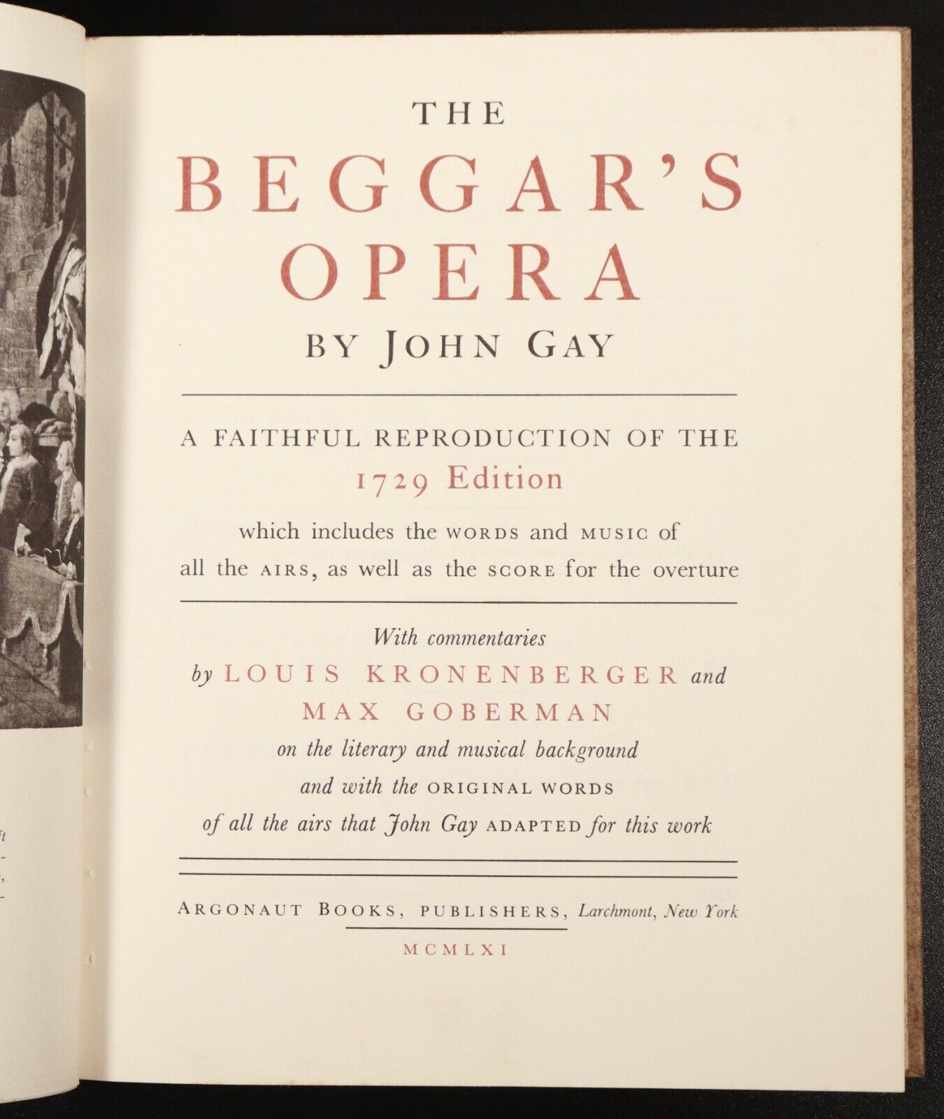 1961 The Beggars Opera by John Gay 1729 Edition Reprint Vintage Theatre Book - 0