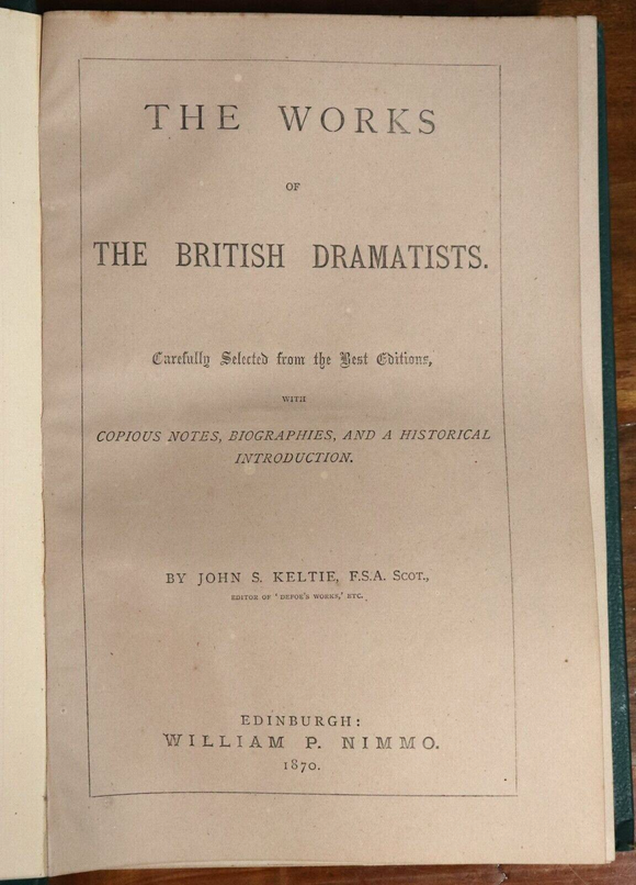 1870 The Works Of The British Dramatists Antique British History Book