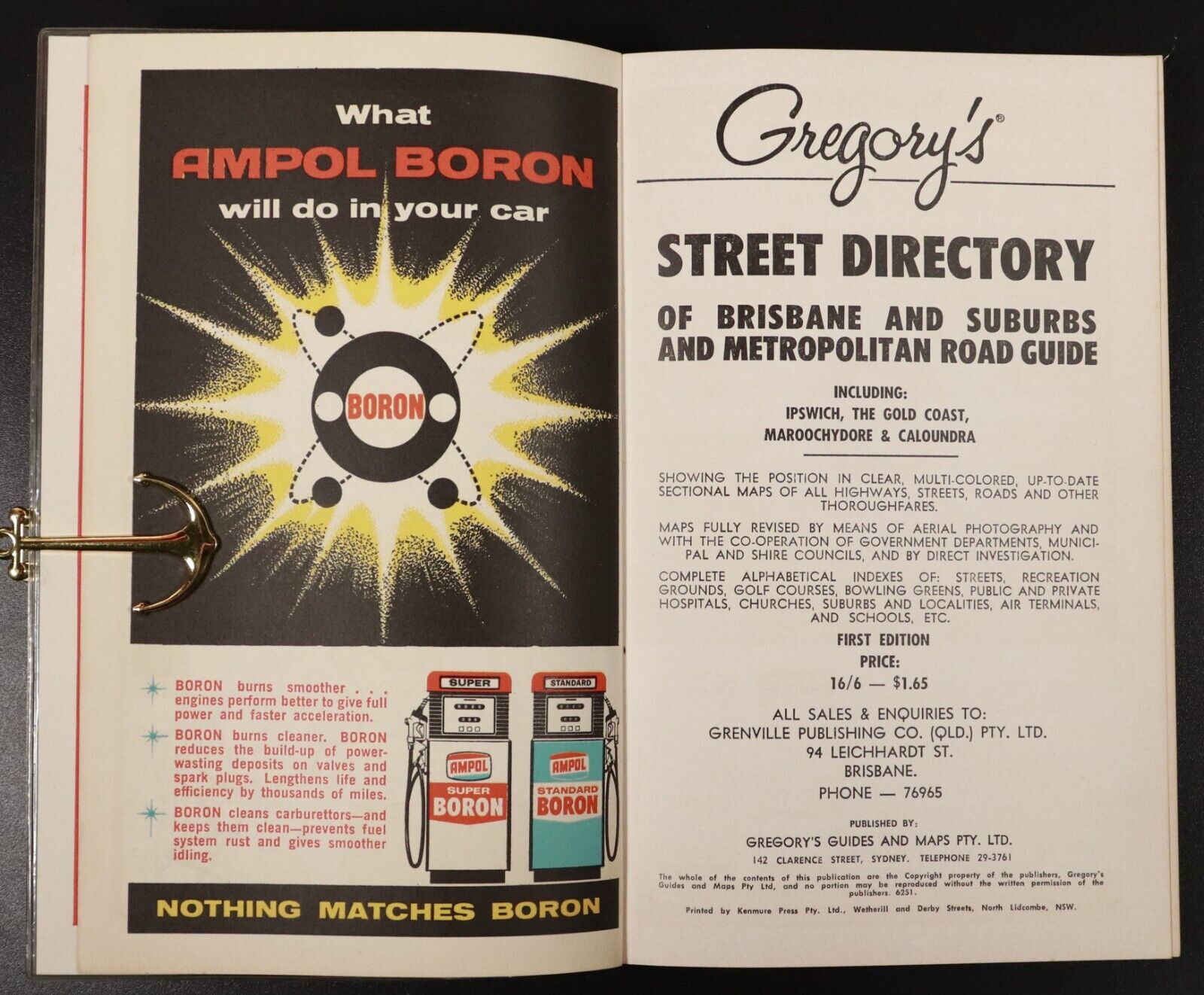 c1966 Gregory's Street Directory Of Brisbane & Suburbs Vintage Maps Book 1st Ed