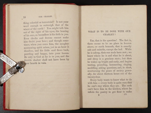1858 Our Charley & What To Do With Him by Harriet B. Stowe Antique Fiction Book
