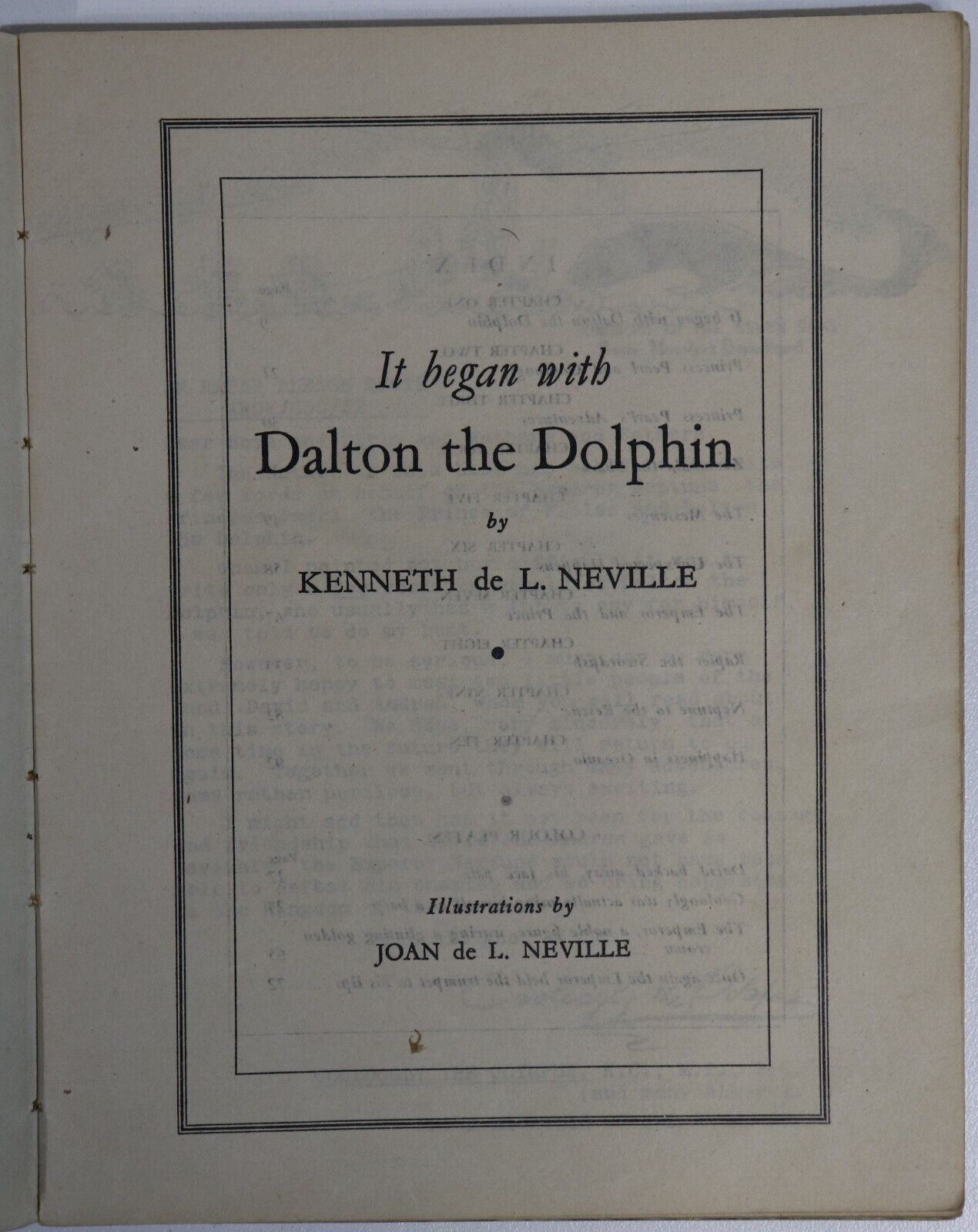 1944 It Began With Dalton The Dolphin by K. Neville Antique Children's Book