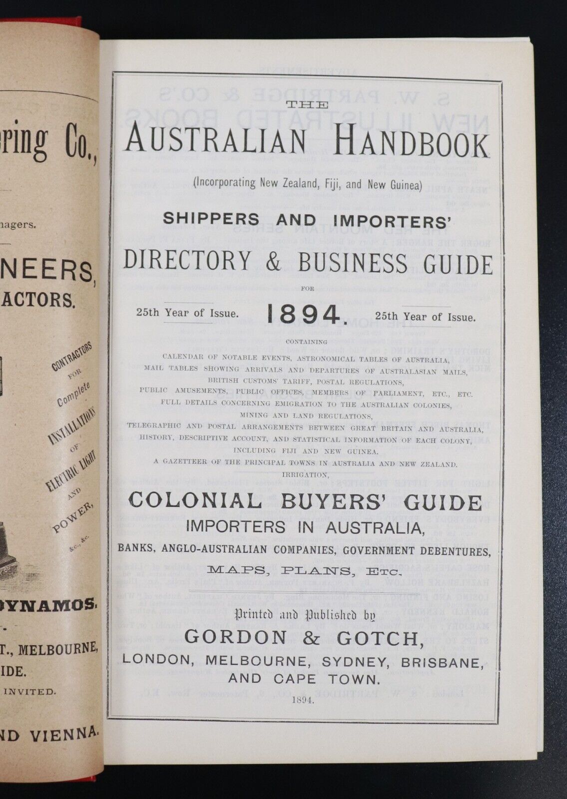 1894 Australian Handbook Directory Business Guide Antiquarian Reference Book