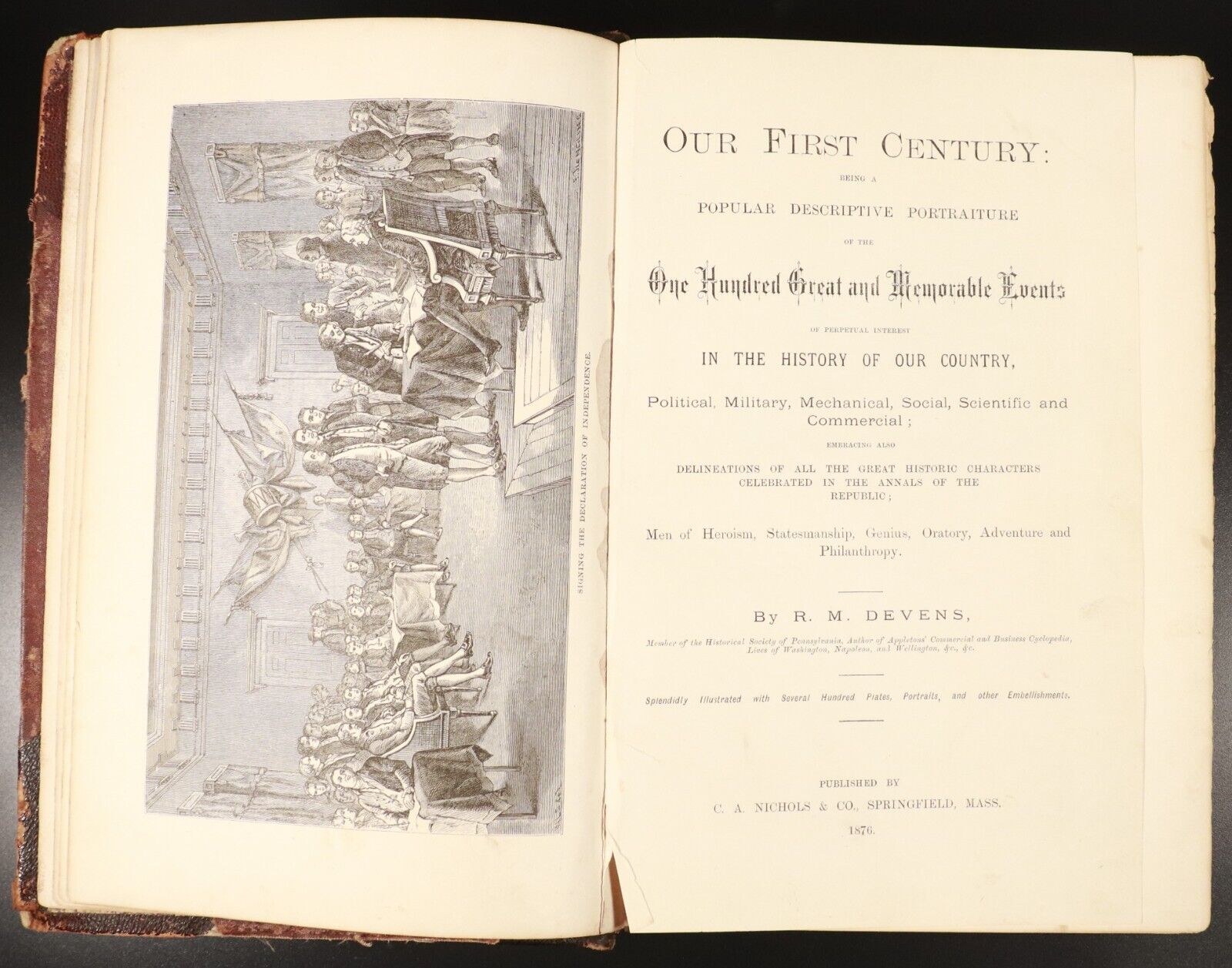 1876 Our First Century 1776:1886 by R.M Devens Antiquarian American History Book