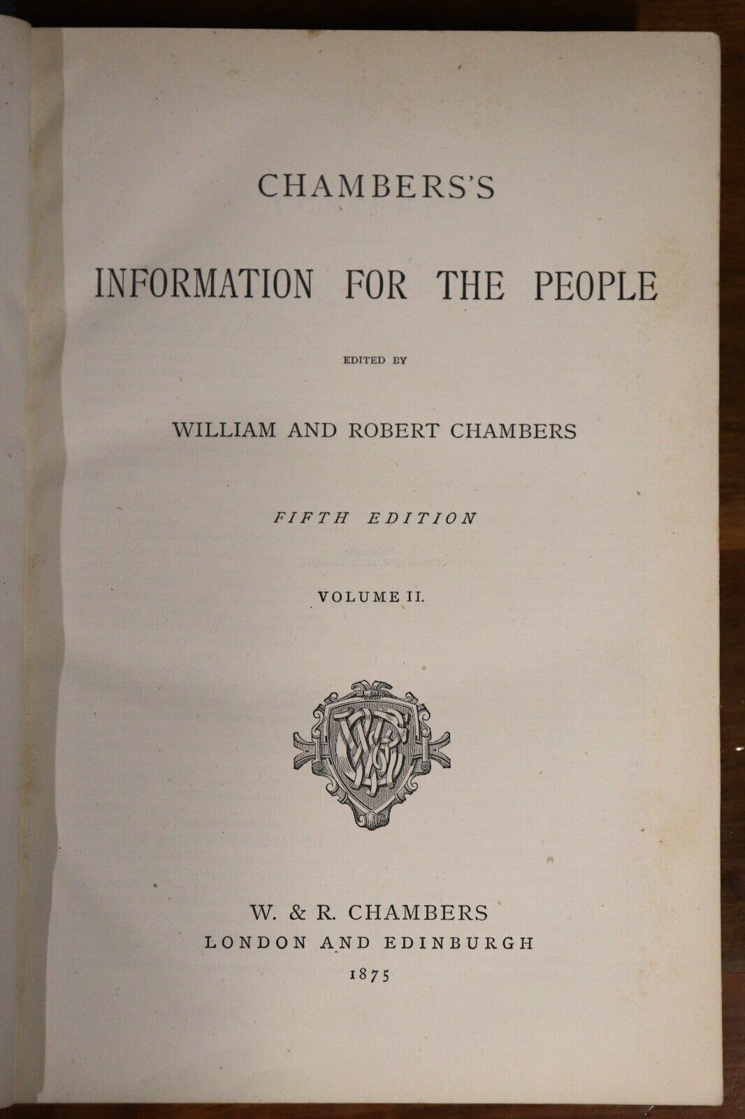 1874-75 2vol Chambers's Information For The People Antiquarian Book Set