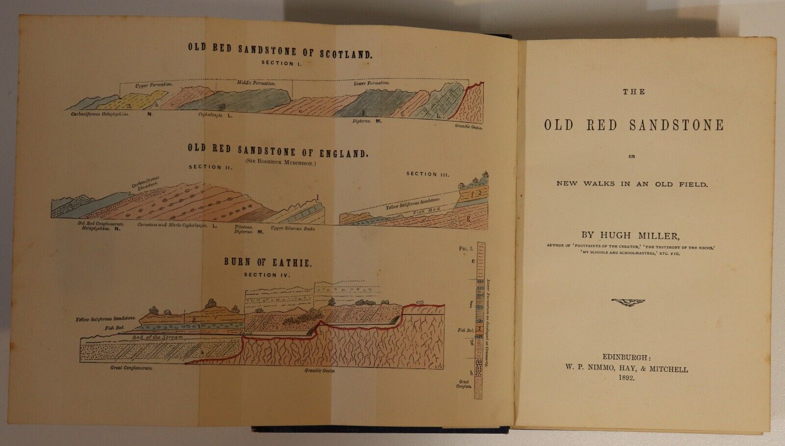 1892 The Old Red Sandstone by Hugh Miller Antique Scottish History Book - 0