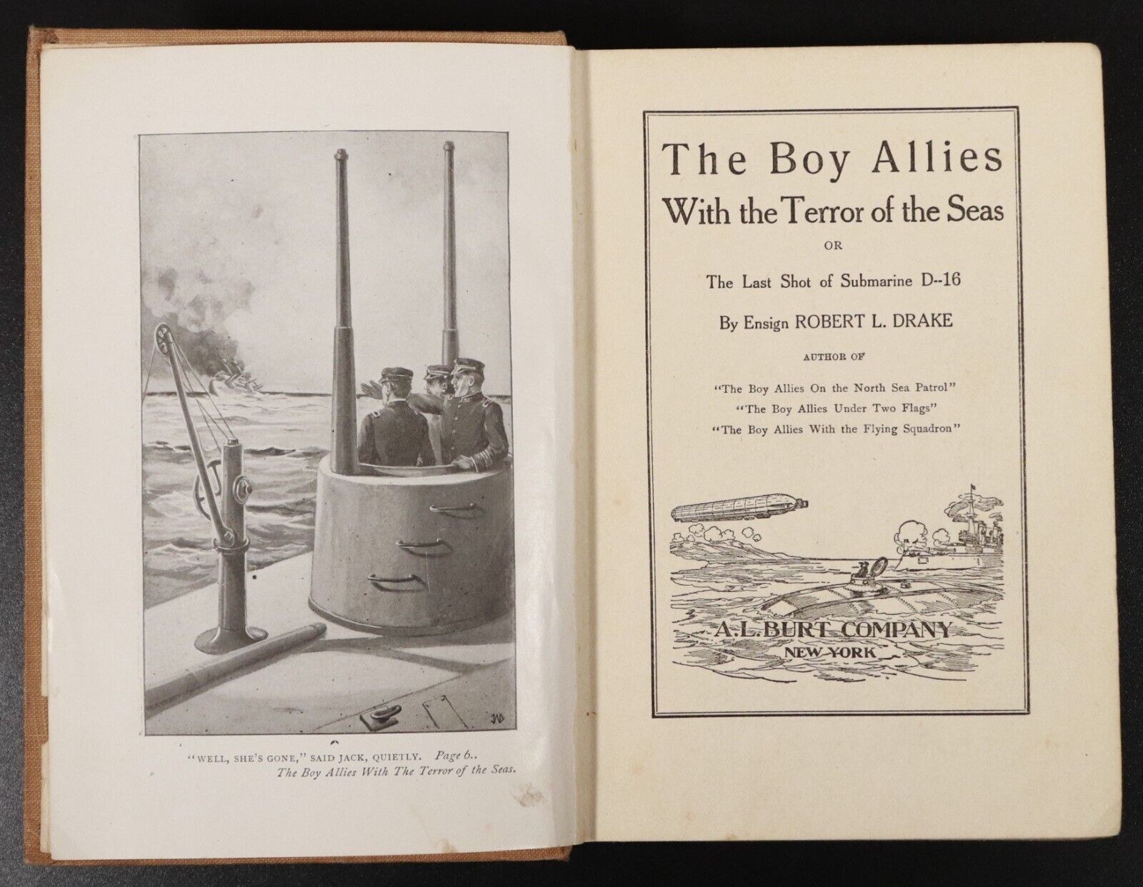 1915 The Boy Allies & Terror Of The Seas Antique Military Fiction Book WW1 Era