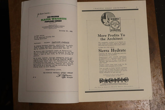 1926 Pacific Coast Architect Magazine March Architecture Reference Magazine Book