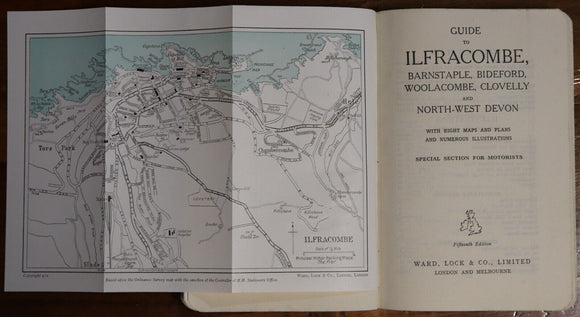 1930 Guide To Ilfracombe: Ward Lock & Co Antique Travel Guide Book w/Maps