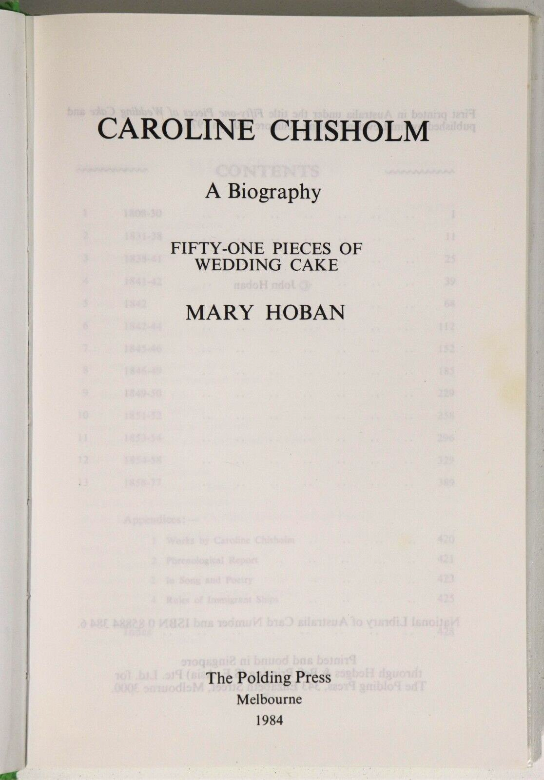 1984 Caroline Chisholm: A Biography Australian Social & Immigration History Book