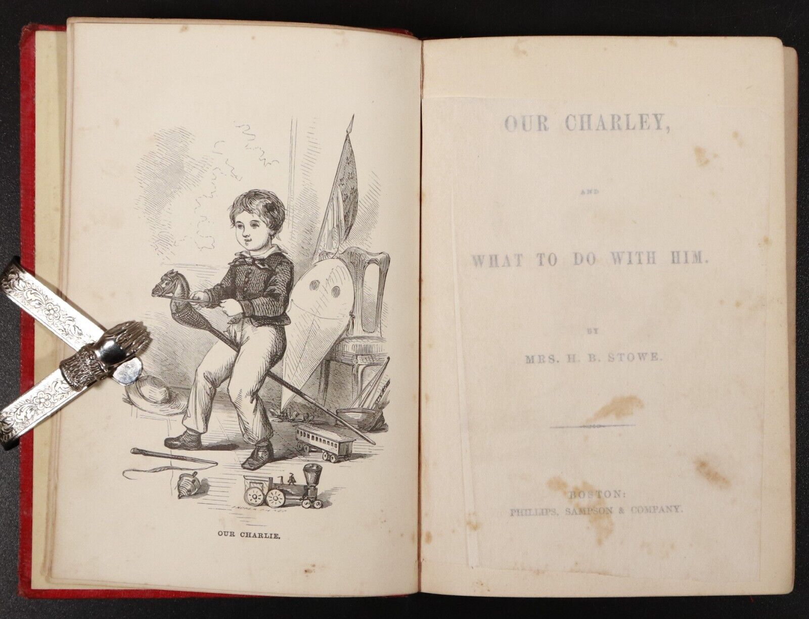 1858 Our Charley & What To Do With Him by Harriet B. Stowe Antique Fiction Book - 0