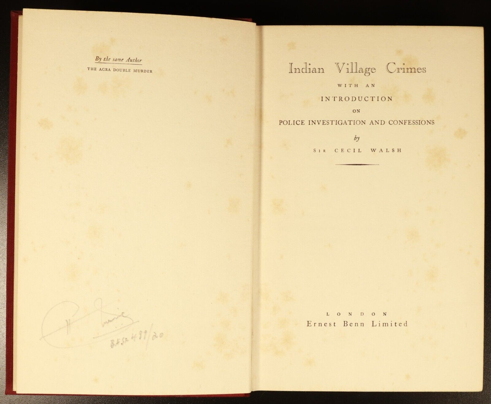 1929 Indian Village Crimes by Cecil Walsh Antique Crime History Book 1st Edition