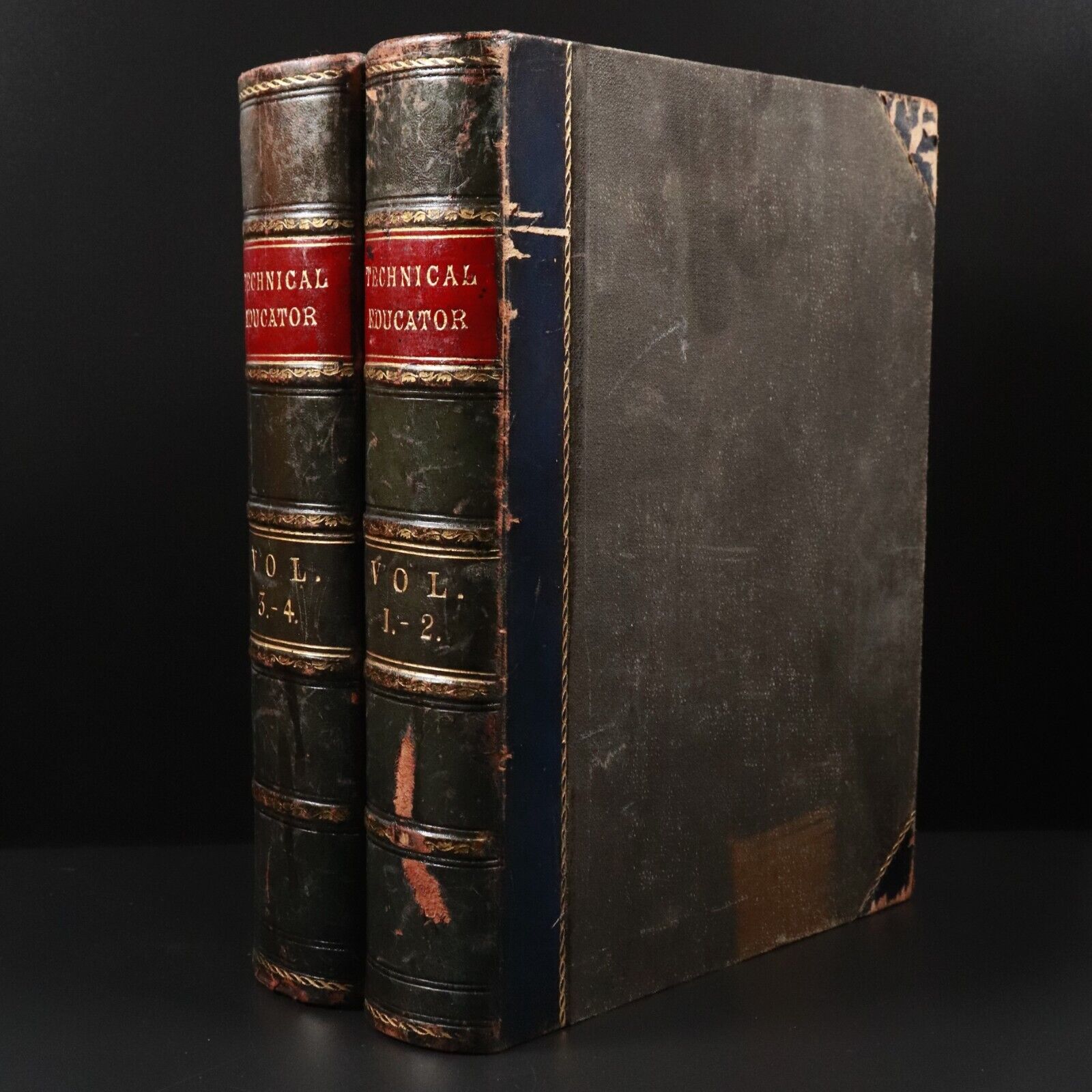 1872 2vol The Technical Educator Antique General Reference Book Set Illustrated