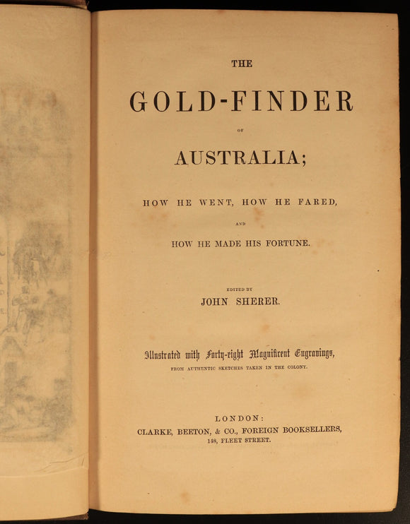 c1853 The Gold Finder Of Australia Illustrated Antiquarian History Book 1st Ed