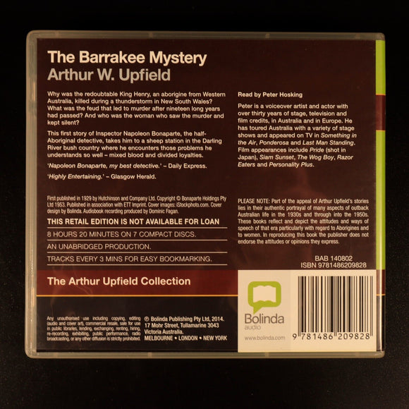 Barrakee Mystery Arthur Upfield Australian Crime Fiction Book Audio CD Bolinda