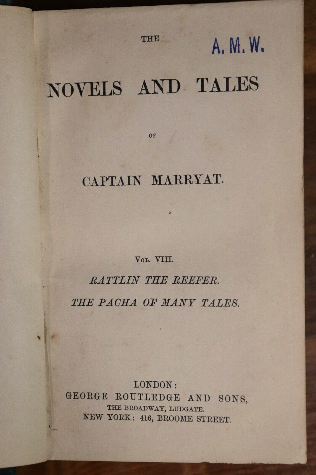 c1876 The Novels & Tales Of Captain Marryat Vol 8 Antique British Fiction Book - 0