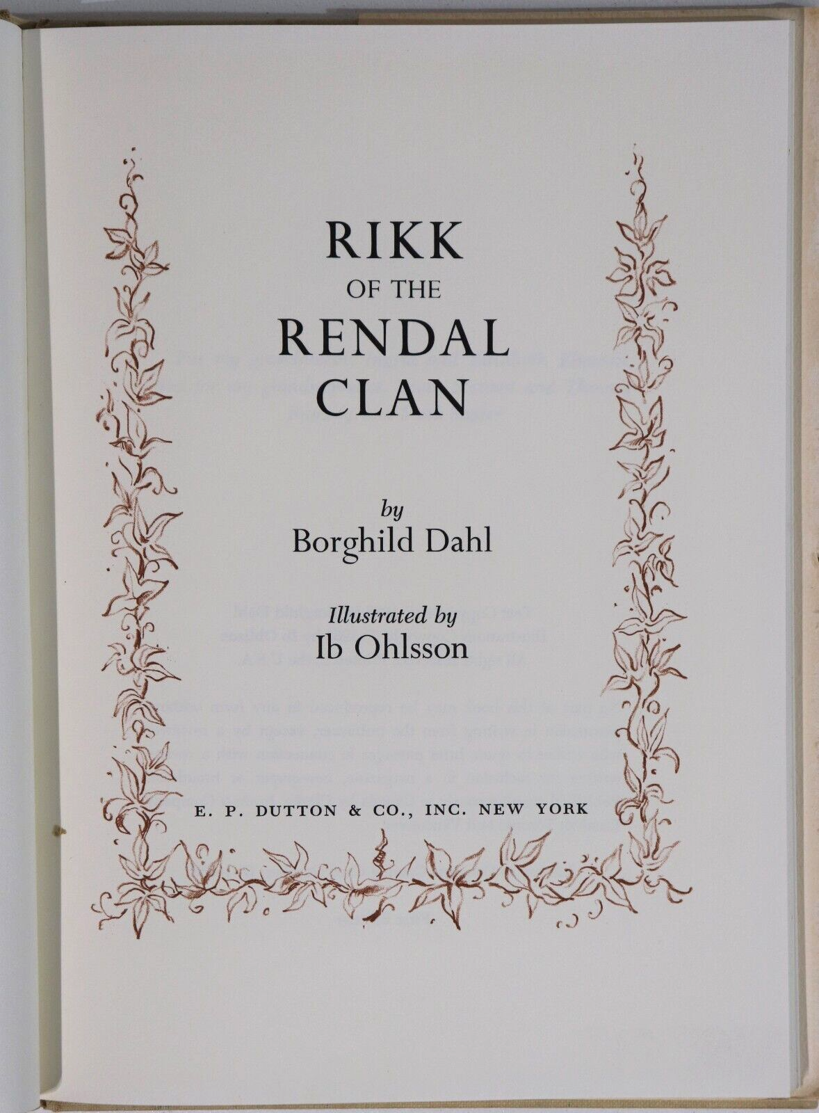 1968 Rikk Of The Rendal Clan by B. Dahl American Childrens Fiction Book - 0