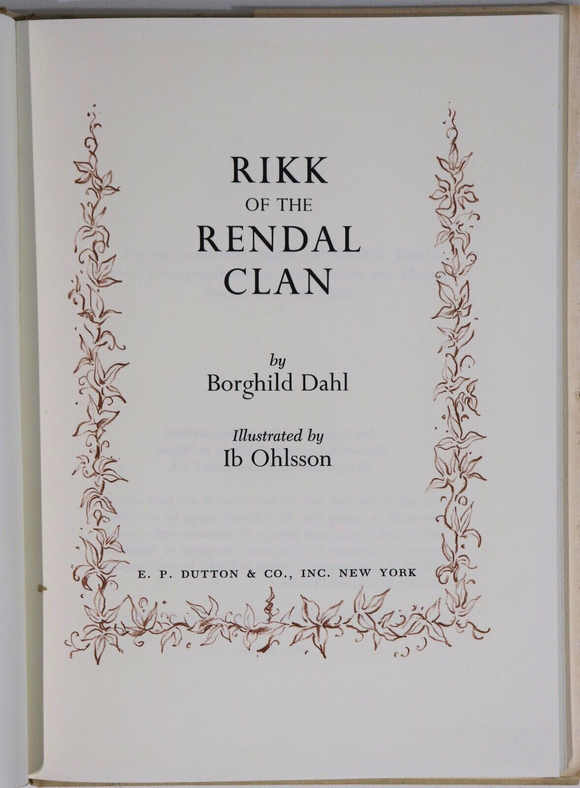 1968 Rikk Of The Rendal Clan by B. Dahl American Childrens Fiction Book