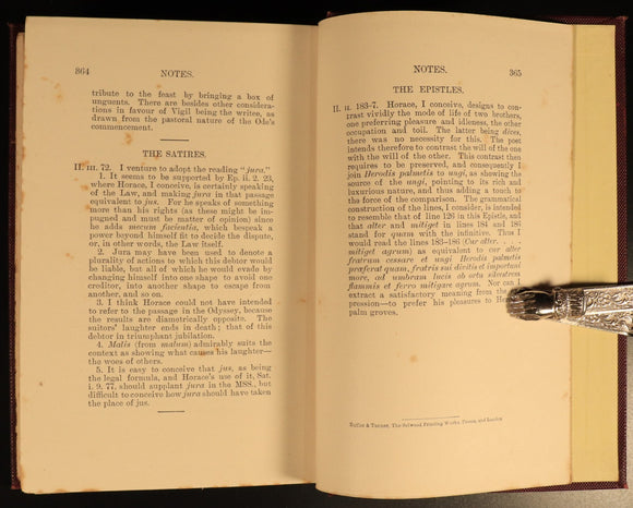 1893 The Works Of Horace Antique Roman Literature Book Poetry Quintus Flaccus