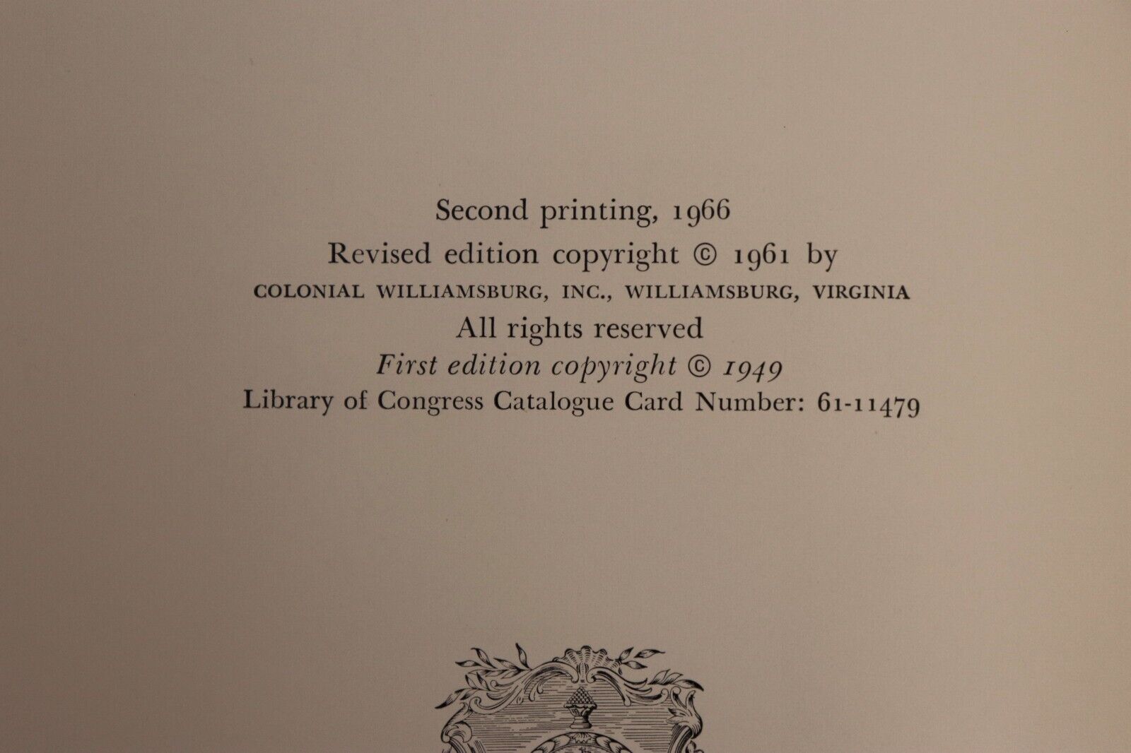 1966 Colonial Williamsburg Vintage American Architecture & History Book