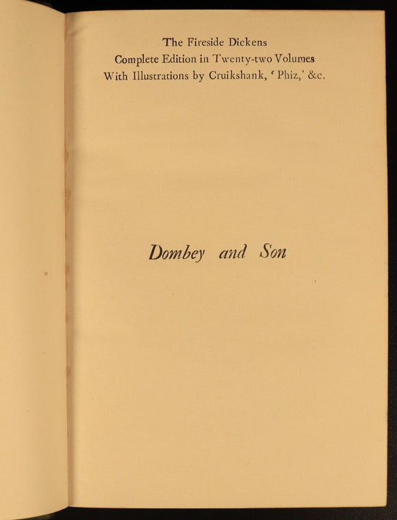 c1930 Dombey & Son by Charles Dickens Antique British Fiction Book Fireside