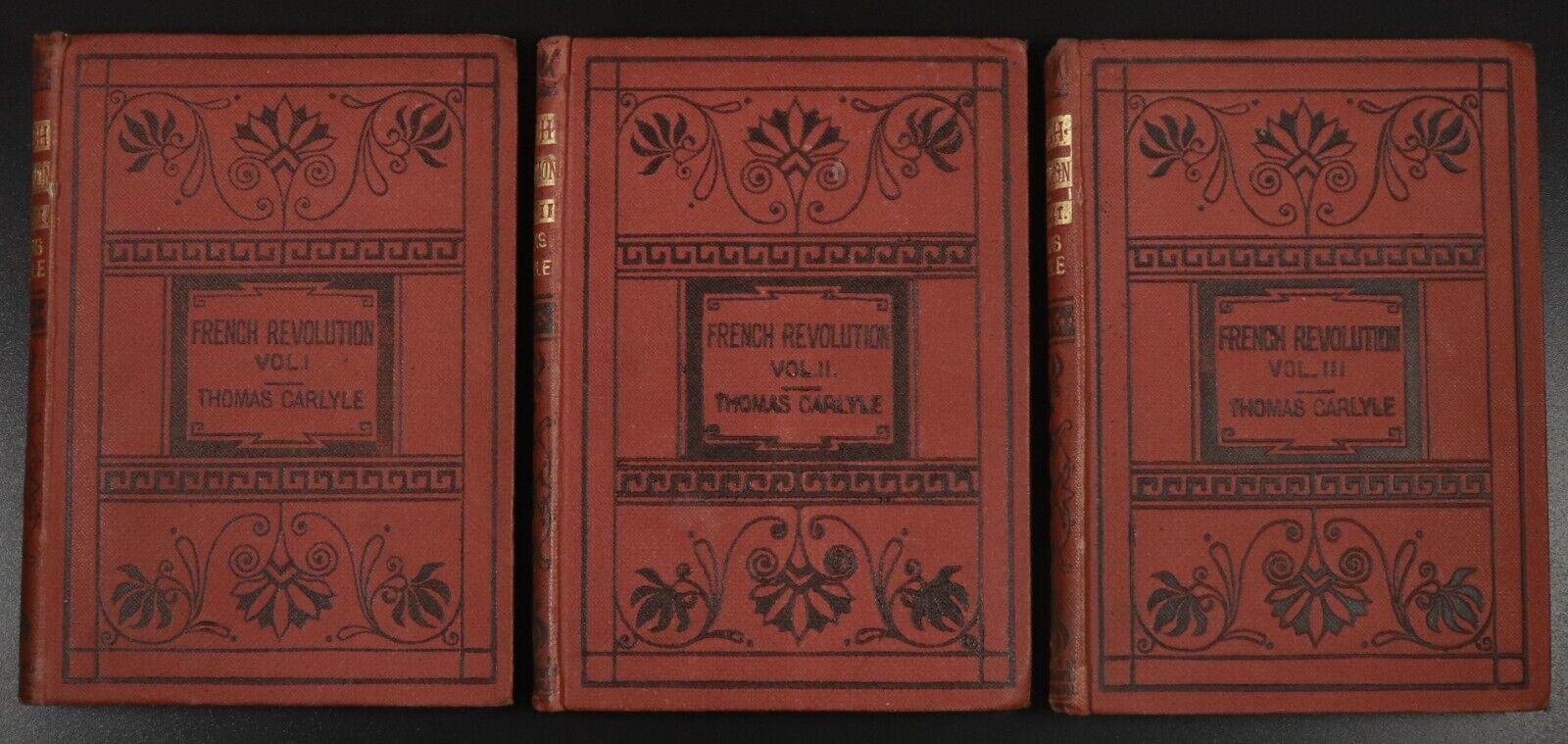 c1875 3vol The French Revolution History by Thomas Carlyle Antiquarian Book Set