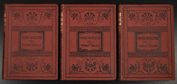 c1875 3vol The French Revolution History by Thomas Carlyle Antiquarian Book Set