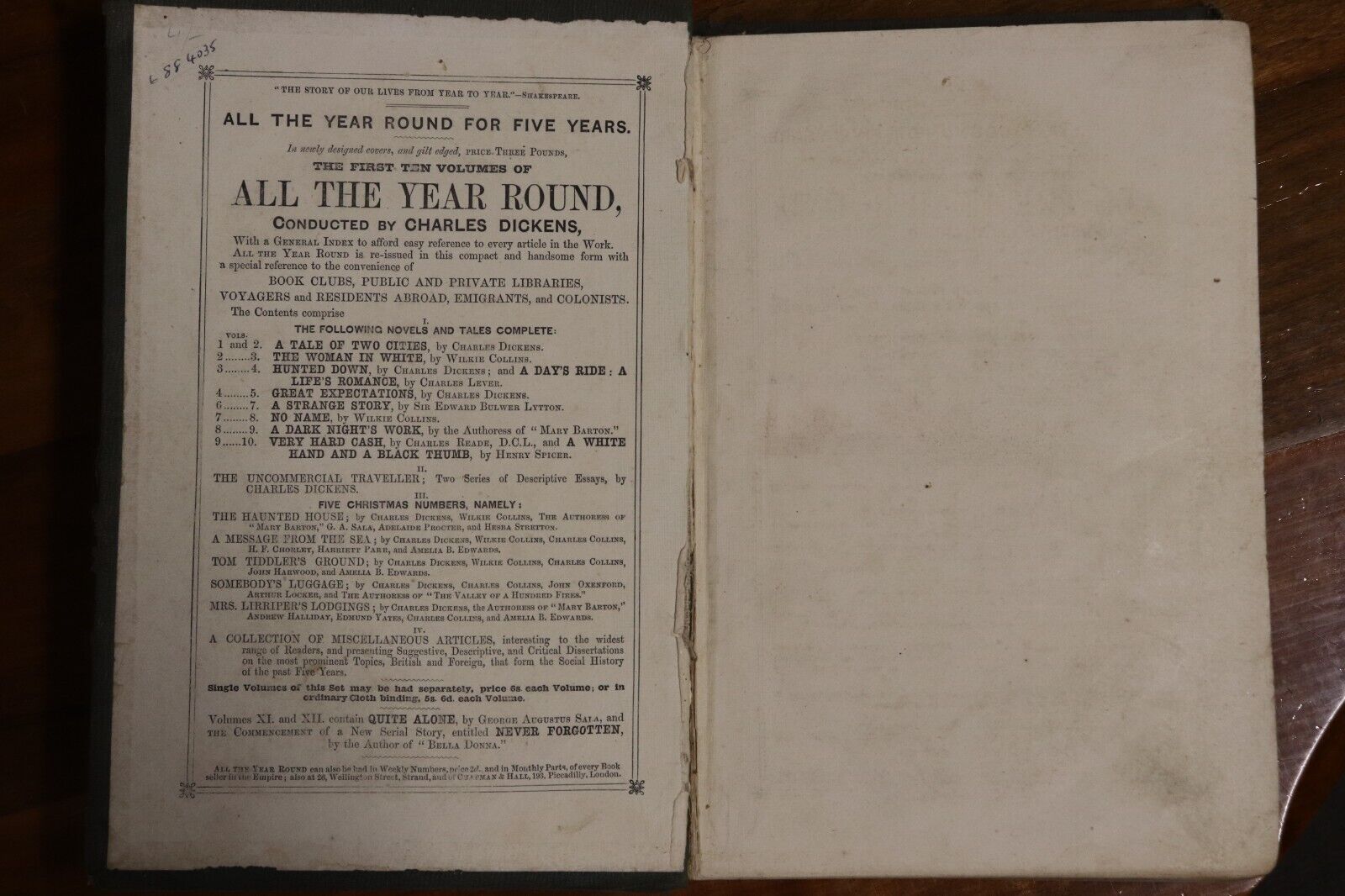 1865 All The Year Round by Charles Dickens Antique British Fiction Book